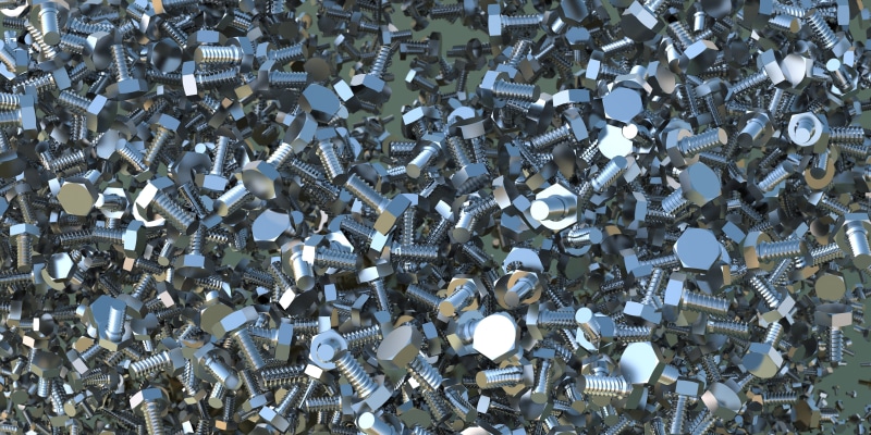 full frame, mechanical, Screw, abundance, technology, shiny, damaged, no people, backgrounds, large group of objects, variation, directly above, metal