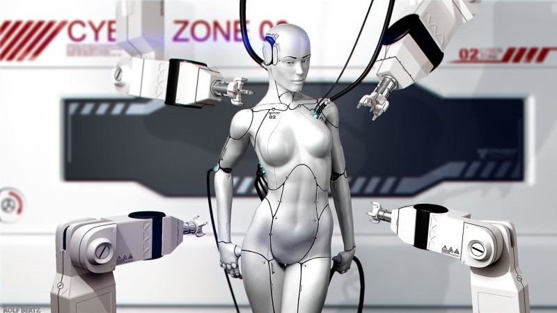 cable, robot, hanging, photography themes, science fiction, creativity, close-up, representation, indoors, communication, 1080P, digital art, healthcare and medicine
