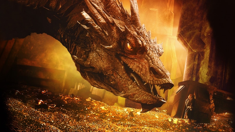 dragin, The Hobbit: The Desolation of Smaug, hobbit, the dragon, 1080P, gold, Smaug, desolation