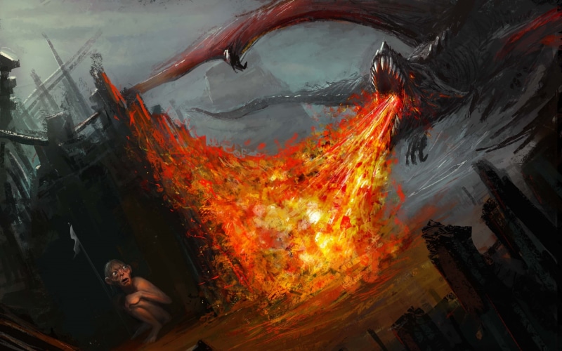 2K, lord, hd, smaug, fantasy, fire, dragon, gollum, drawing, rings, smeagol, the, graphic