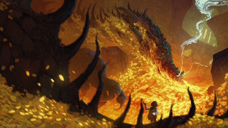 Smaug, The Hobbit, 1080P, dragon, fantasy art, Bilbo Baggins