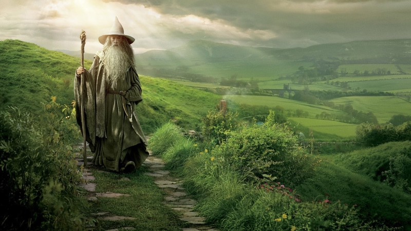 beauty in nature, sky, growth, cloud - sky, scenics - nature, HOBBIT, farmer, rural scene, mountain, tree, environment, outdoors, farm, land, fantasy, green color