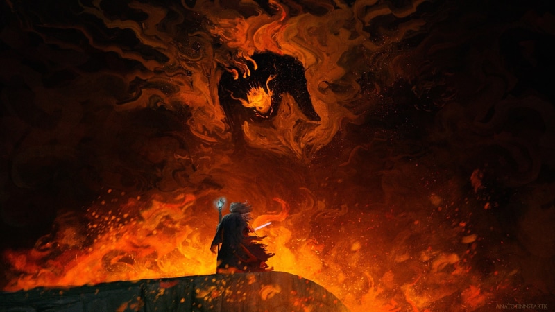 Balrog, Gandalf, 4K, The Lord of the Rings