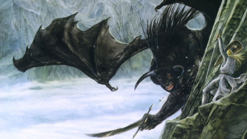 vertebrate, sky, animal body part, John Howe, outdoors, day, The Silmarillion, devil, Balrog, animal wildlife, artwork, animals in the wild, motion, sea