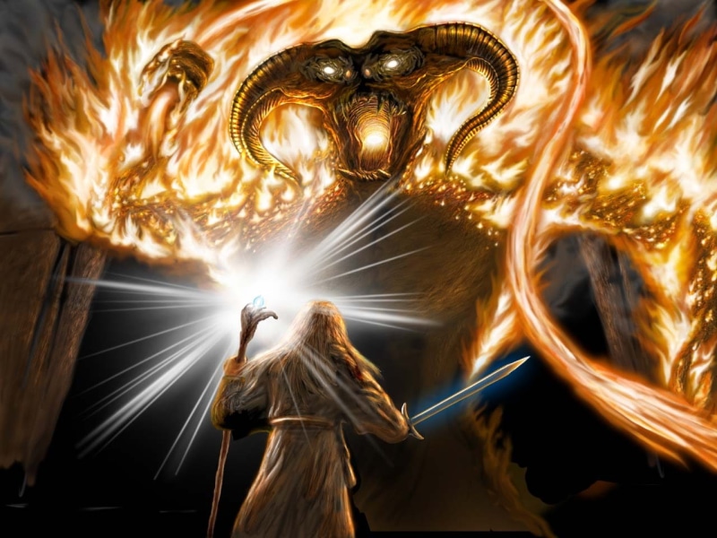 abstract, lord, Balrog, Gandalf, rings, x, 720P, swords, art, fantasy, magic, hd, staff