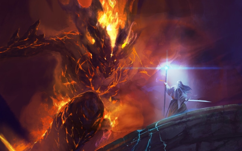 Balrog, gandalf, 1080P, The Lord Of The Rings, artwork, fantasy Art
