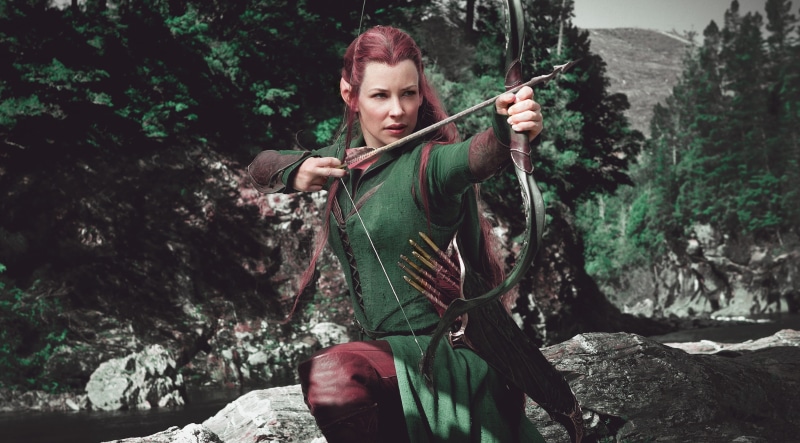 hunter, Fantasy, Movie, Epic, portrait, front view, The Battle Of The Five Armies, shirt, tree, armies, forest, sleeved, green, young adult, real people