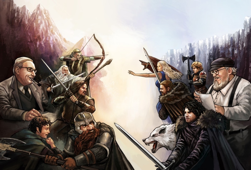 2K, George R. R. Martin, Tyrion Lannister, Daenerys Targaryen, The Lord Of The Rings, dragon, gandalf, Jon Snow, Frodo Baggins, Fan Art, Aragorn, J. R. R. Tolkien