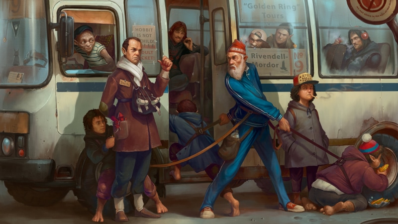 Gimli, Legolas, 4K, Elrond, Aragorn, Gandalf, Gollum, artwork, Boromir, The Lord of the Rings