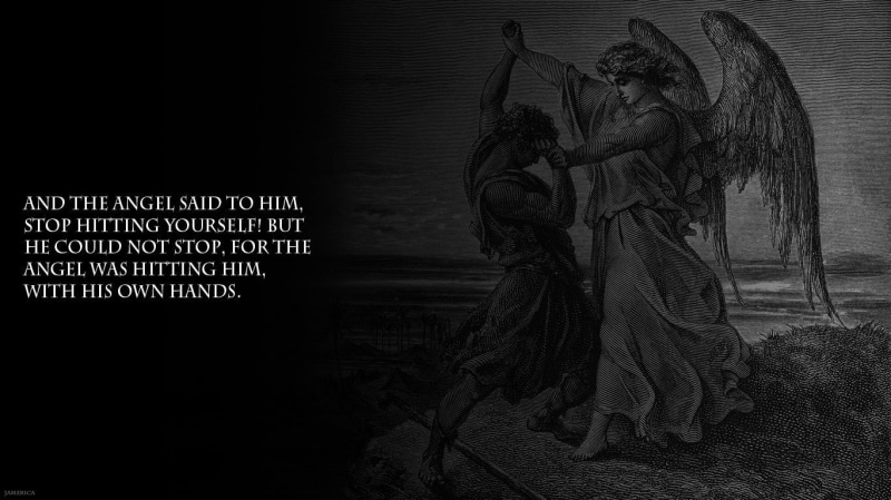 wall - building feature, creativity, engraved image, craft, indoors, quote, angel, art and craft, religion, communication, no people, jacob, overlay, built structure