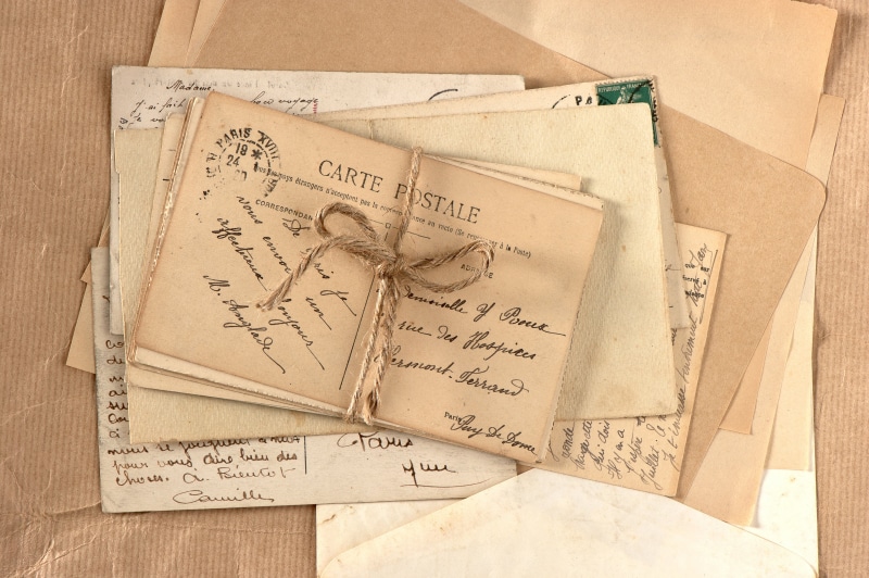text, stained, envelope, still life, book, print, envelops, textured, postage Stamp, directly above, postcard, copy Space, brown, handwriting, dirty, communication