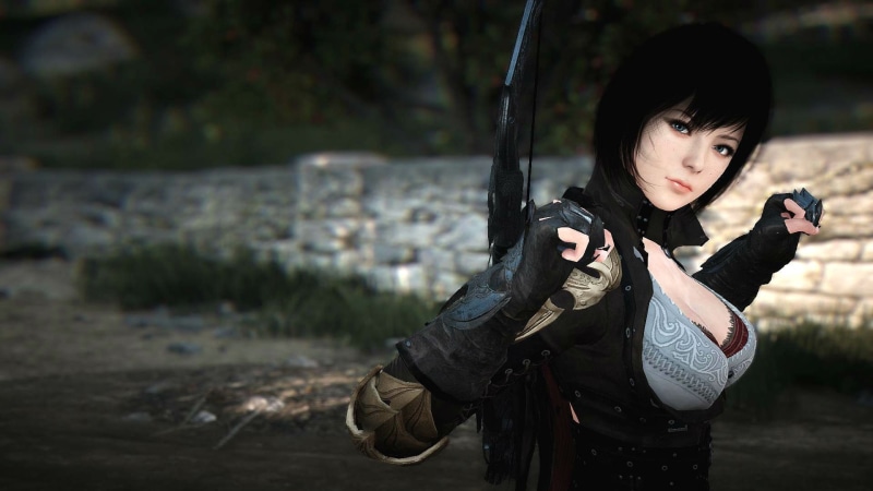 weapon, focus on foreground, waist up, women, portrait, young women, security, young adult, looking at camera, online, fantasy, black, standing, nature