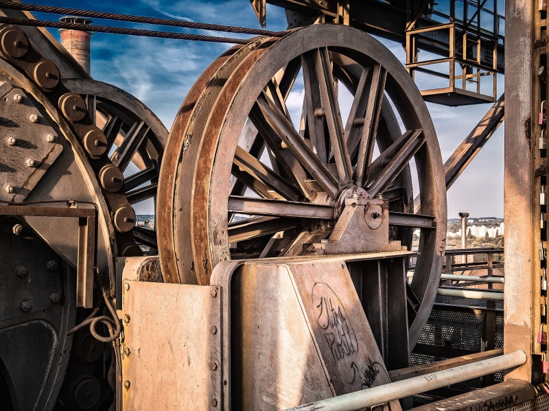 metal, architecture, rusty, deterioration, wheel, abandoned, wood - material, industrial plant, 4K, steel mill, industrial architecture, water wheel, industrial equipment