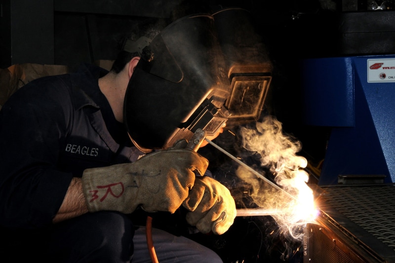 welder, build, metal industry, motion, fire - natural phenomenon, worker, one person, steel, protective workwear, working, person, man, safety, helmet