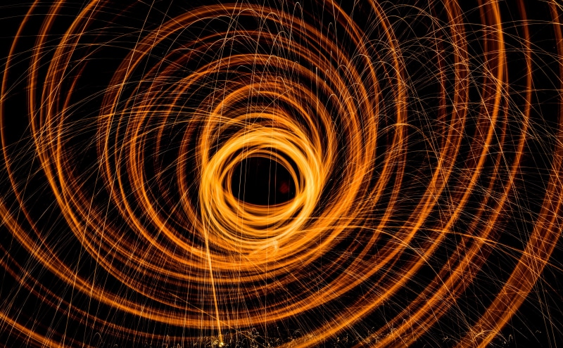night, geometric shape, sparks, no people, Long, blurred motion, speed, fire - natural phenomenon, glowing, wire wool, Photo, Black, spiral, shape, nature