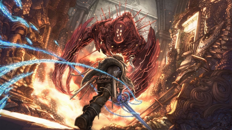 security, factory, anime, illuminated, warrior, digital, metal, danger, safety, The Last Story, low angle view, technology, fire, construction Industry