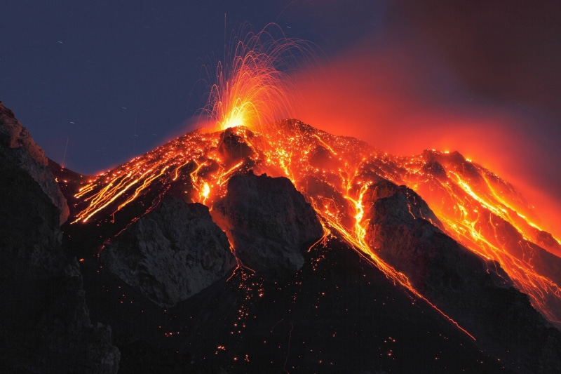 sign, molten, luminosity, volcanic crater, nature, lava, mountain, beauty in nature, outdoors, volcano, smoke - physical structure, night, power in nature