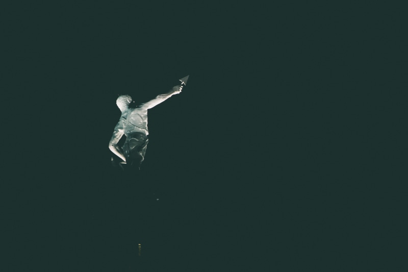 alabama, night, studio shot, cast-iron, birmingham, 5K, human limb, arms raised, vulcan park and museum, dancing, statue, full length, mid-air, vulcan