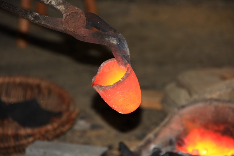 burning, wood - material, kitchen utensil, selective focus, celtic mythology, metal, orange color, nature, outdoors, bloomery furnace, metal industry, fire