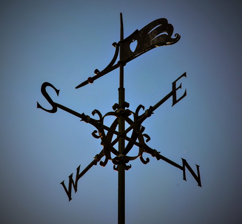 wind, east, day, sign, junee, communication, clear sky, south, metal, weather vane, australia, cast iron, four directions, low angle view, north, capital letter