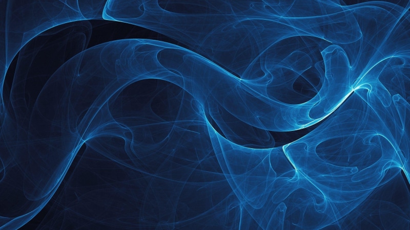 close-up, digital art, smoke - physical structure, religion, burning, swirl, no people, pattern, complexity, textured, black background, 2K, blue, igniting
