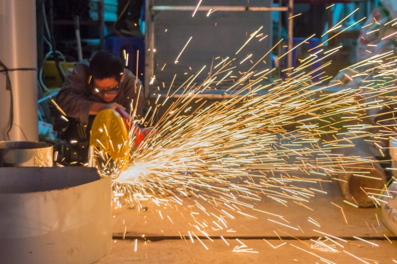 occupation, equipment, flash, safety, illuminated, one man only, worker, electric, lapse, working, effort, one person, metal, iron cutting, economy, blurred motion