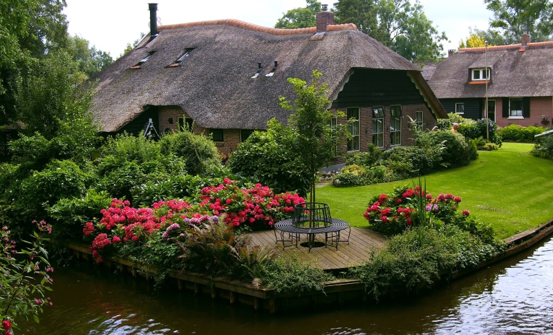 tree, building, green, village, flower, cosy, old, nature, countryside, architecture, beauty in nature, outdoors, building exterior, shire, built structure