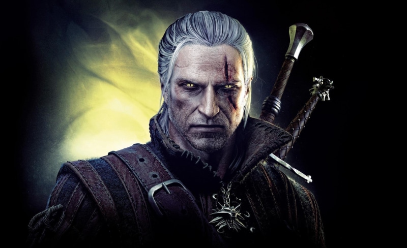 1080P, character, Witcher, Assassins, looking at camera, negative emotion, portrait, men, serious, Games, beard, aggression, mature adult, The Witcher