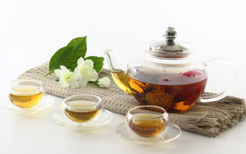 liquid, healthy Lifestyle, still life, table, crockery, nature, knitting, indoors, green Tea, wood - Material, chinese Tea, flowers, chinese, plant part
