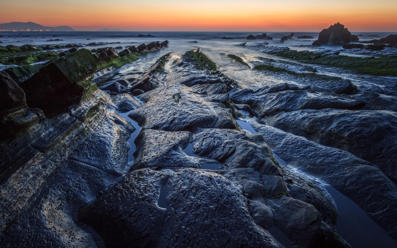 mountains, rocks, nature, 2K, block, fault, ocean, hd, stones, sunset