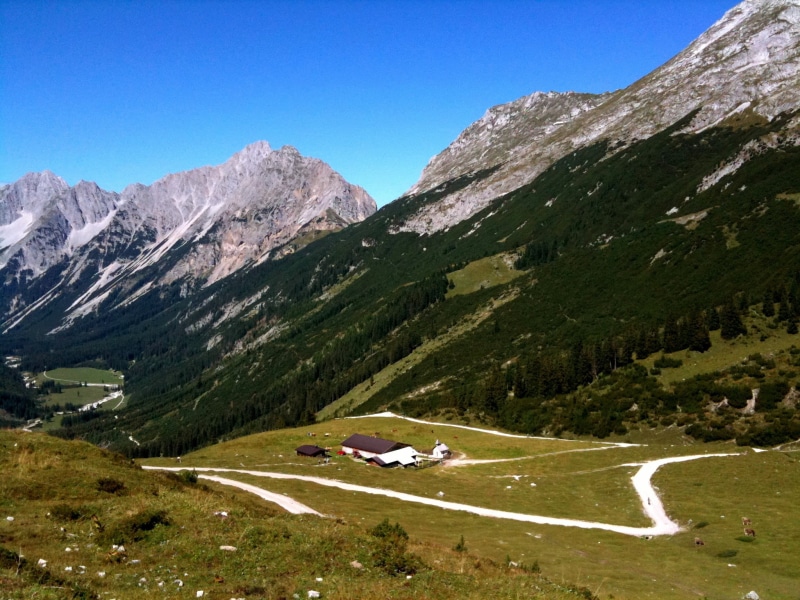 nature, trails, fault, mountain bike, com, scenics, Austria, Scharnitz, mountains, summer, fault-block mountains, covered, Achensee, white, white house