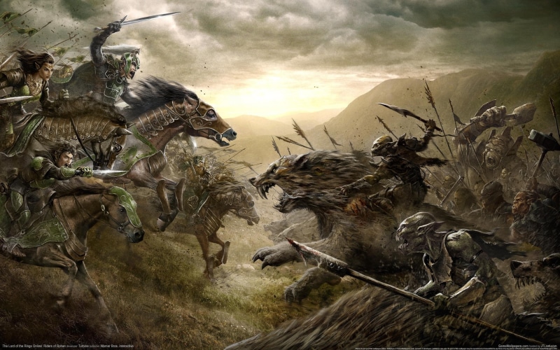 riders, orc, lord, drawing, rohan, rings, battle, 2K, horse