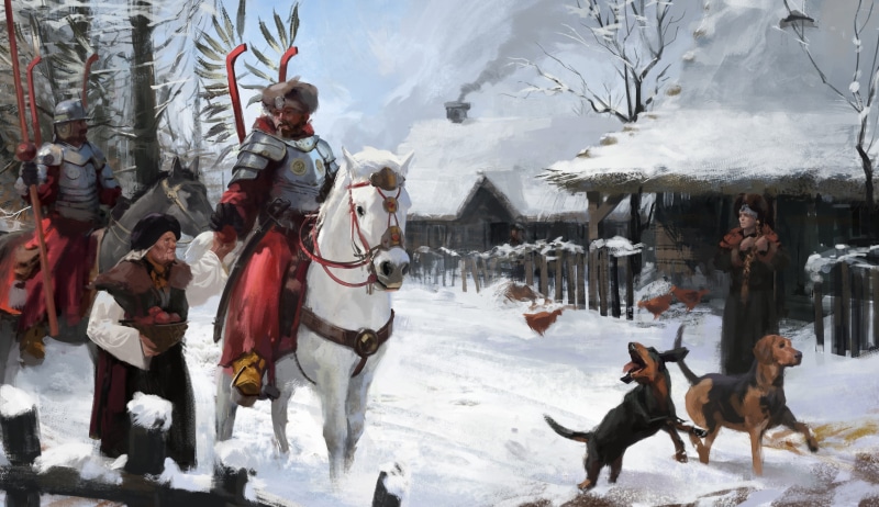horse, dog, vertebrate, 2K, people, Lithuania, Cavalry, cold temperature, outdoors, lifestyles, real people, winter, snow, Winged Hussars, warm clothing