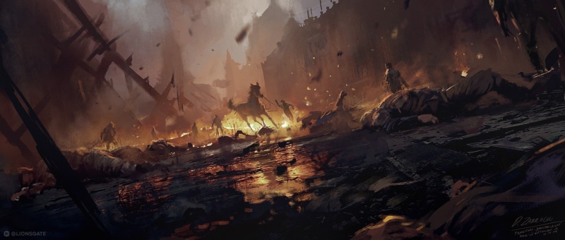 fire, concept art, corpse, 1080P, horse, Darek Zabrocki