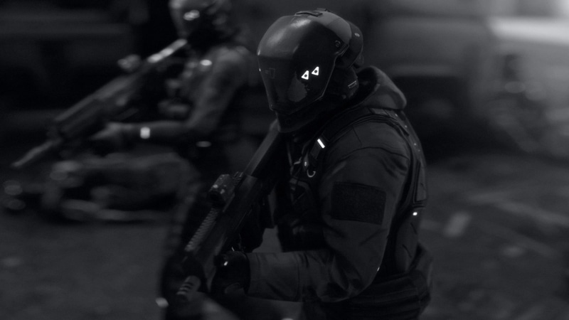 focus on foreground, squad, helmet, clothing, emergency services occupation, government, safety, assault, men, rifle, accidents and disasters, costume