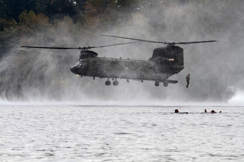 mode of transportation, US Army, outdoors, flying, propeller, government, 1080P, motion, water, nature, smoke - physical structure, air vehicle, military