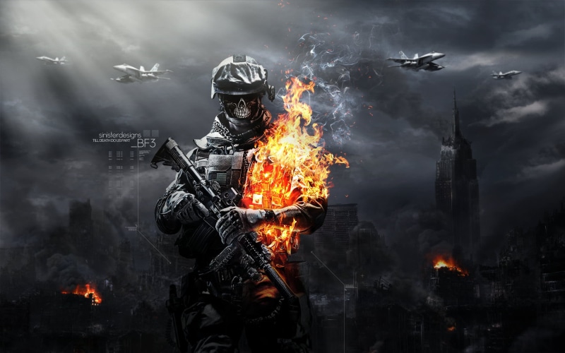 skyscraper, military, danger, inferno, war, Battlefield, flame, firefighter, architecture, sign, rifle, warning sign, Battlefield 3, heat - Temperature