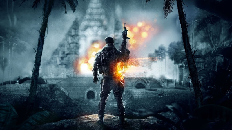 full length, standing, Battlefield 4, military, fire - natural phenomenon, protection, uniform, warning sign, communication, armed forces, burning, flame