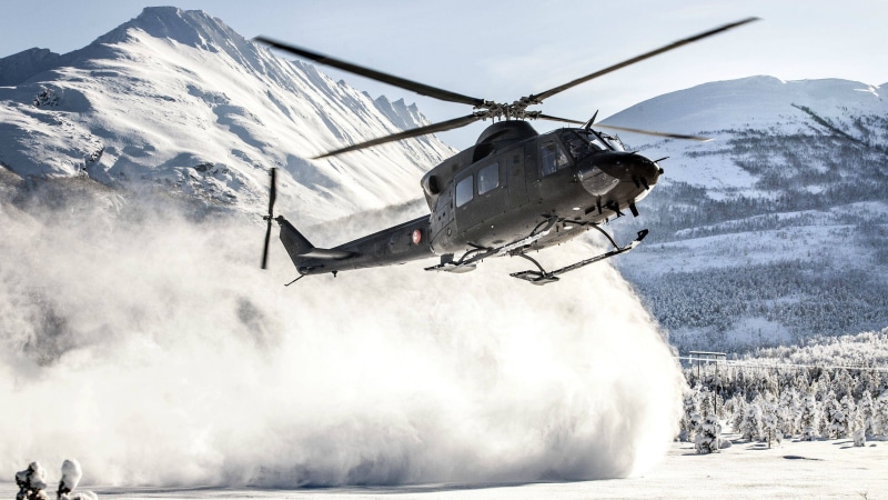 accidents and disasters, black, winter, mode of transportation, military, mid-air, gray, helicopter, Norway, air vehicle, Bell 412, airplane, water, transportation