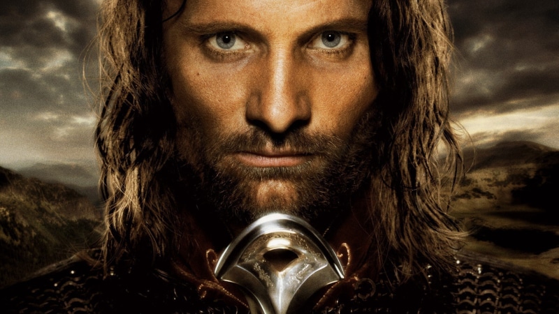 1080P, front view, beard, close-up, movies the lord of the rings the lord of the rings the return of the king aragorn, mid adult men, men, sky, one person