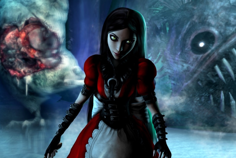 Alice: Madness Returns, men, mystery, robot, protection, imagination, radiation, red, alien, holding, spooky, hell, portrait, 2K, futuristic, girl, judgment Day - Apocalypse