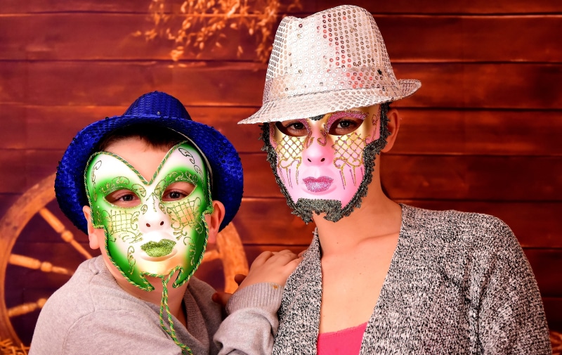 masquerade, masks, women, two people, young men, couple - relationship, togetherness, front view, 5K, people, panel, portrait, leisure activity, adult