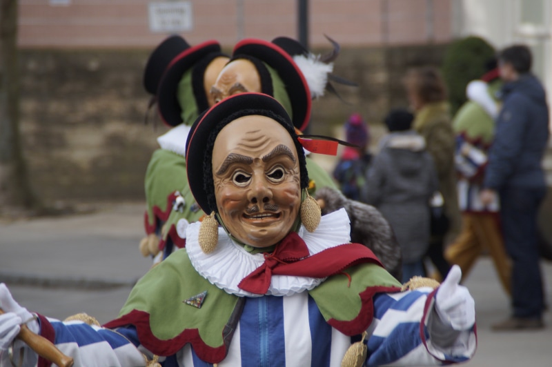 swabian alemannic, winter, wooden mask, larva, front view, event, fasnet, masquerade, portrait, viewers, lifestyles, women, carved, looking at camera, men
