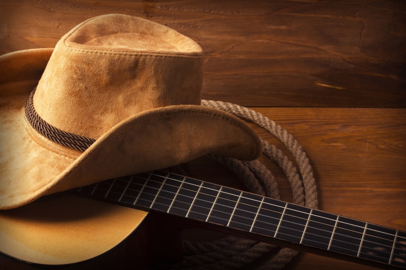 rope, wood, hat, 4K, guitar, cowboy