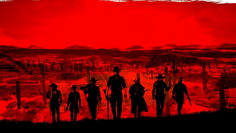 4K, weapons, cacti, red dead redemption 2, hats, ps4, cowboys, background, people