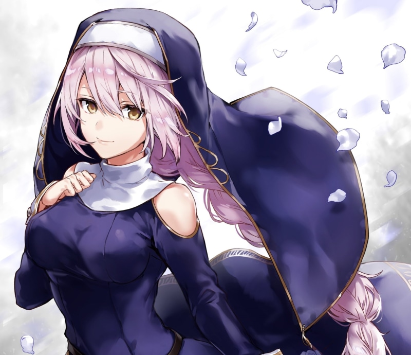 Original, Flower, 1080P, Anime, Yellow Eyes, Long Hair, Blonde, Nun, Smile