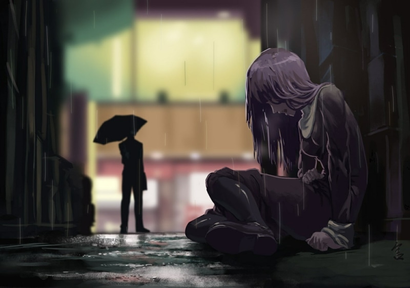 nuns, rain, 720P, drawing