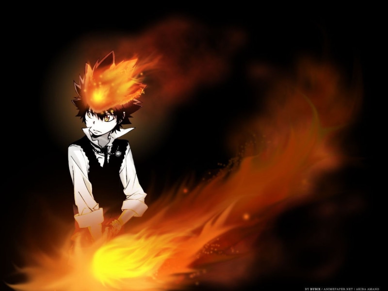 human body part, Katekyo Hitman Reborn!, anime boys, flame, creativity, black background, heat - temperature, motion, sign, burning, communication