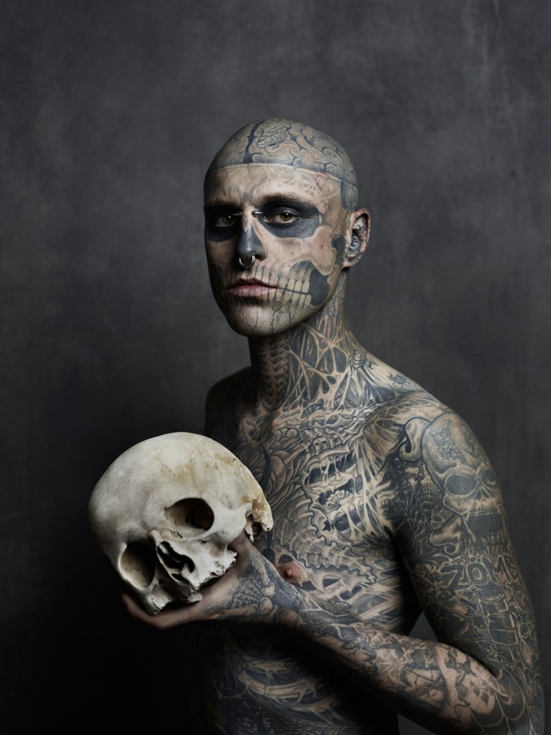 adult, fear, spooky, mask - disguise, human skull, disguise, shirtless, bones, black, celebration, piercing, men, human skeleton, looking at camera, nose rings