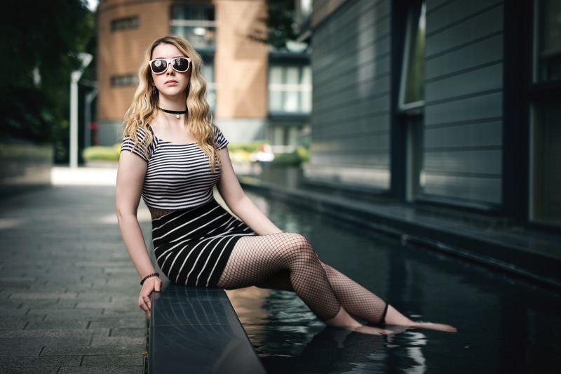 beauty, young adult, Kieran Kerrigan, sunglasses, women, women outdoors, hairstyle, 1080P, model, casual clothing, one person, striped, adult, glasses